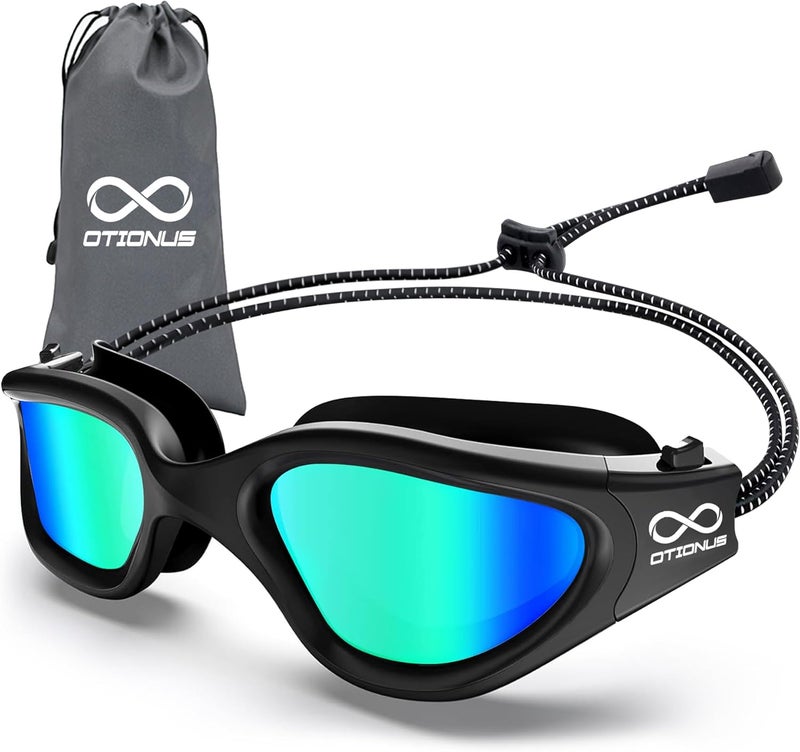 Otionus Store Swim Goggles, Polarized Adult Swimming Goggles Bungee Strap No Hair Pulling Anti-fog Pool Goggles for Men Women - Image 1